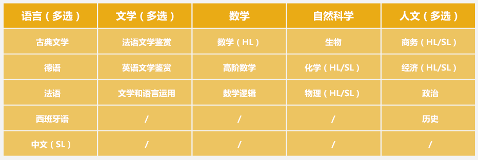 IB課程選課建議